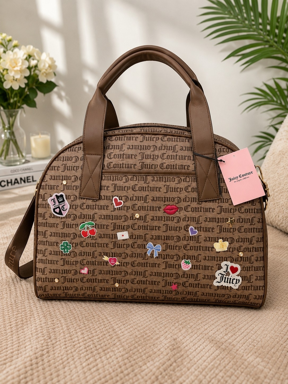 NWT Juicy Couture All Things Juicy Weekender Bag Chestnut Chino